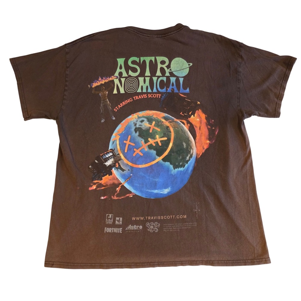 Travis Scott Cactus Jack Fortnite Astronomical Cyrillic T-Shirt Brown Large
